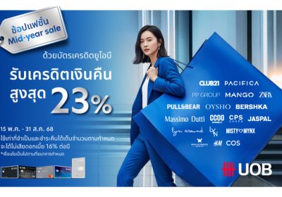 ยูโอบี จับมือ 40 แบรนด์แฟชั่นชั้นนำ มอบเครดิตเงินคืนรวมสูงสุด 23%